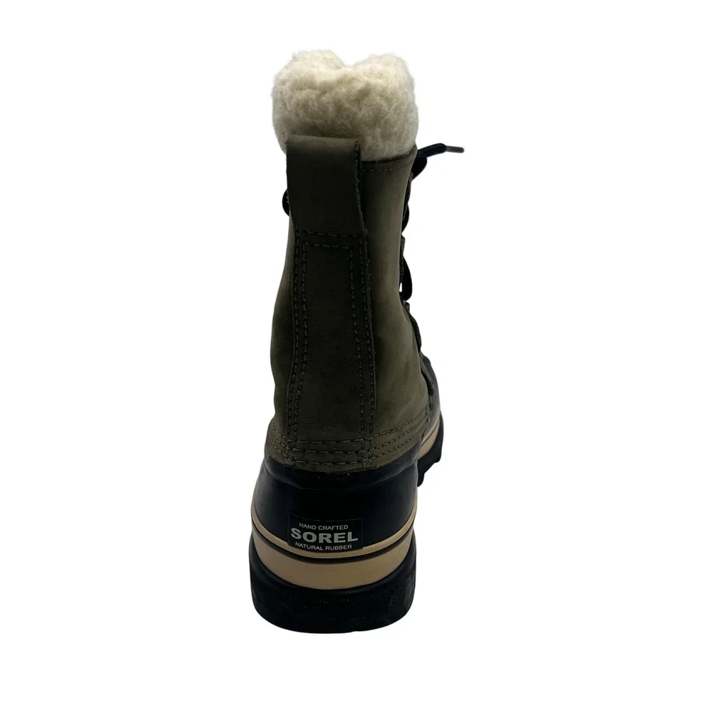 Sorel‎ Caribou Waterproof Winter Boots Women's Size 6 Tan Green Fur Lined